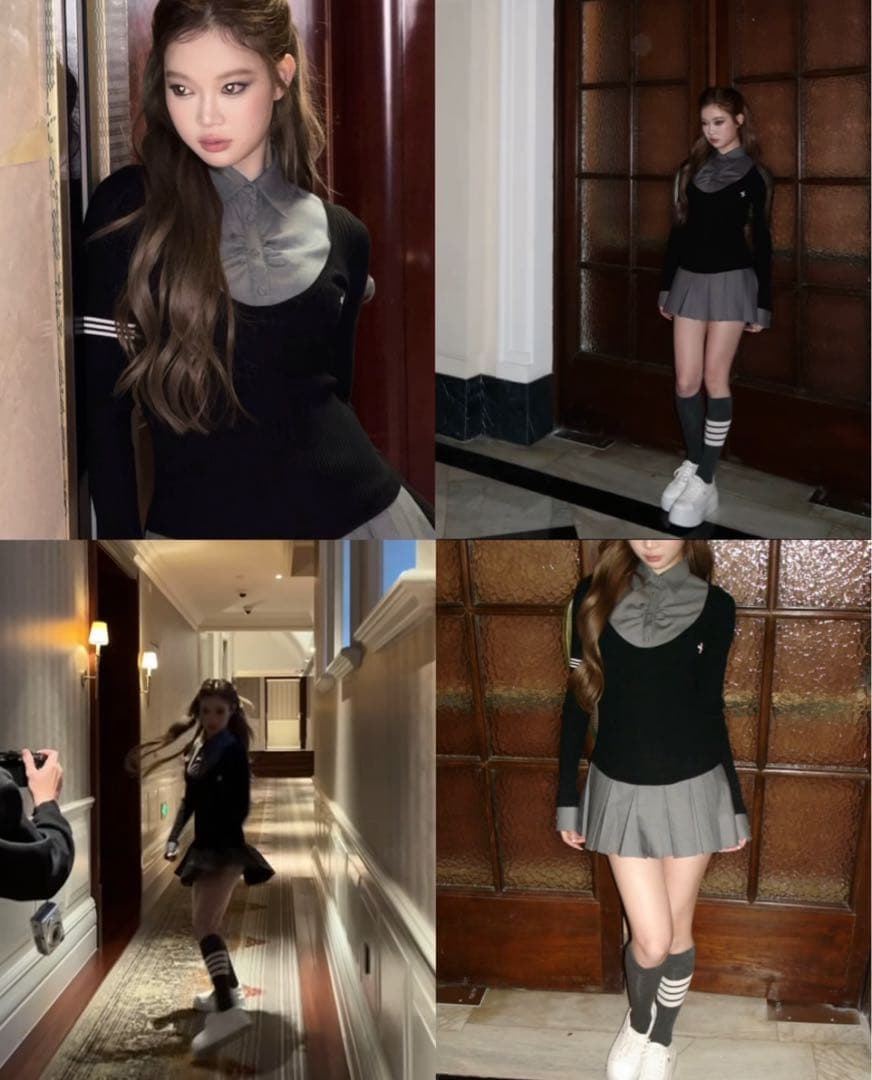 ワンピース ANDWANG Uniform pleated mini onepiece