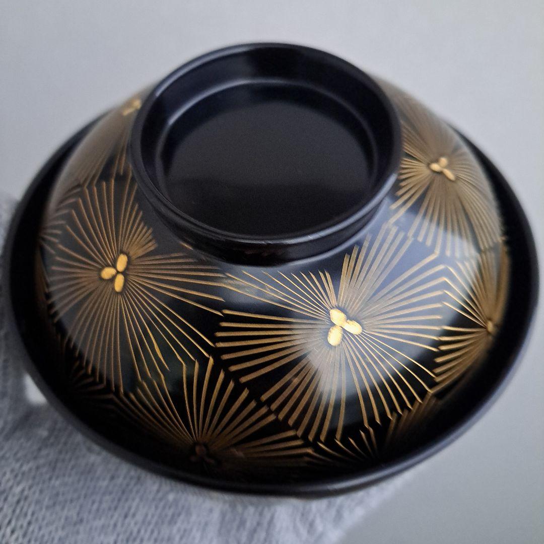 【輪島塗　御吸物椀×5客】布着本堅地　亀甲松\"沈金　長期保管品