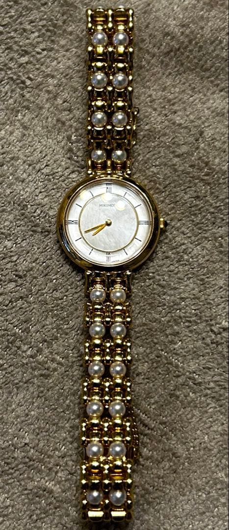 【美品 希少】MIKIMOTO パール シェル 真珠 ゴールド パールウォッチ