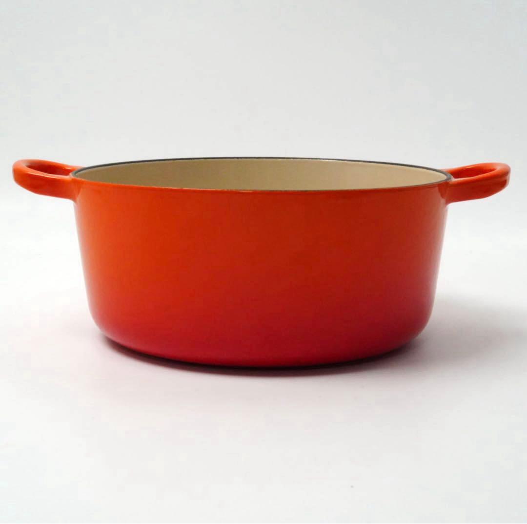【美品】LE CREUSET　ココット ロンド オレンジ　22cm