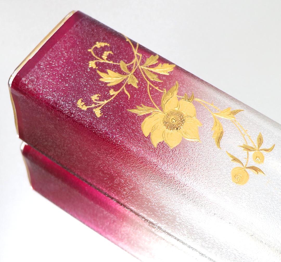 オールド・バカラ 最高級1900年 金彩グラデーション22cm大型スクエア型花瓶