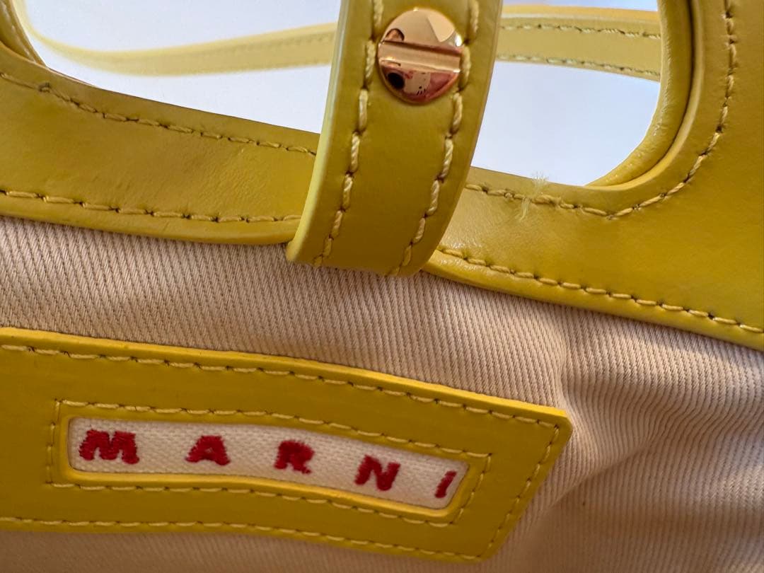 林檎⭐︎ストロー レザー バッグ　マルニ　ショルダーバッグ　カゴバック