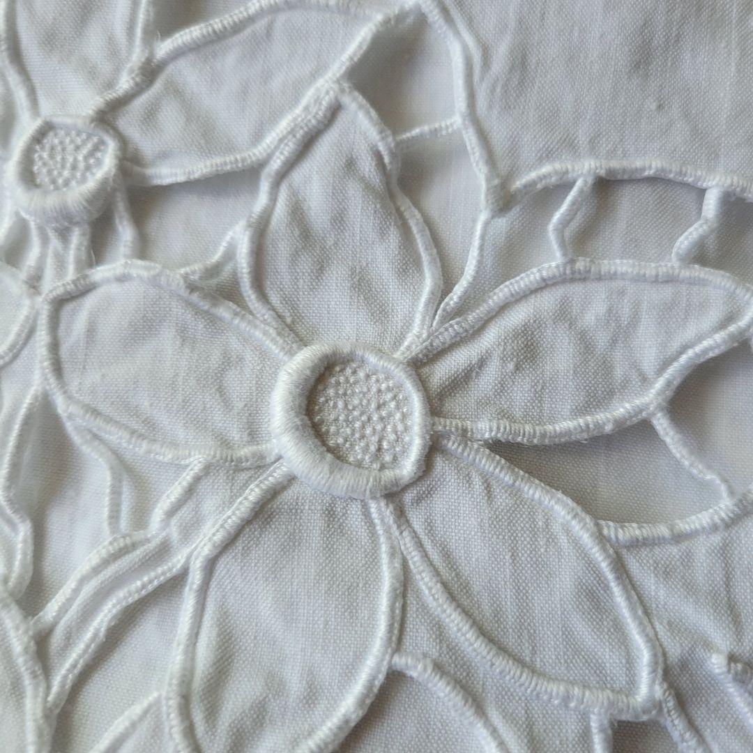 フランス　アンティーク　シーツ　リネン　カットワーク