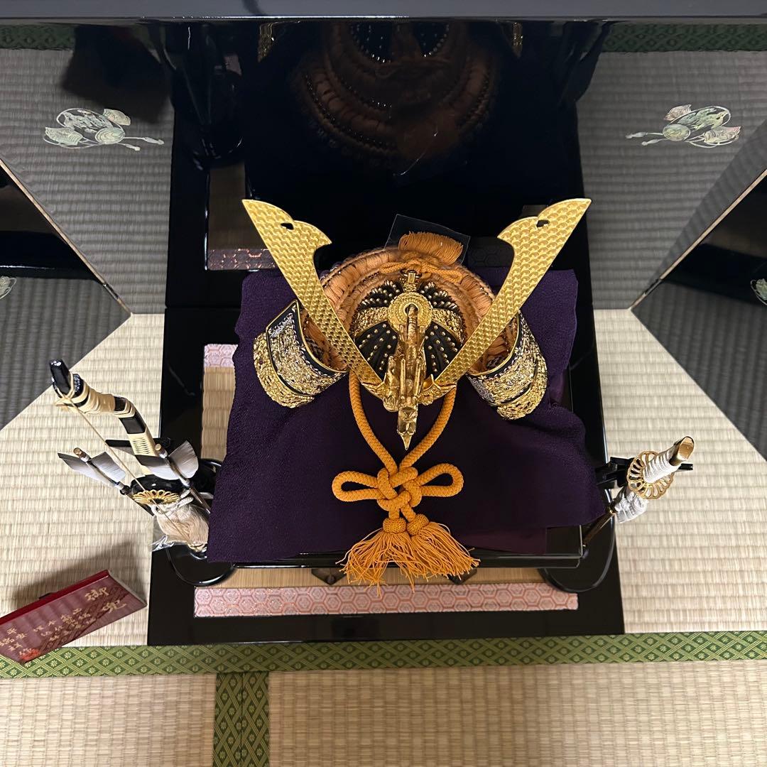 兜　五月人形　平安瑞祥作　螺鈿屏風