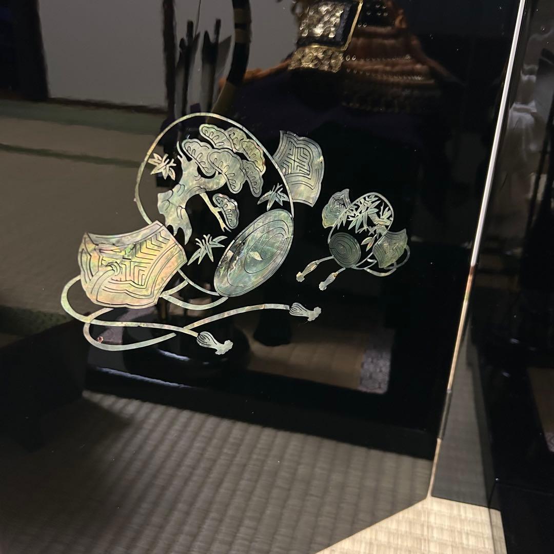 兜　五月人形　平安瑞祥作　螺鈿屏風