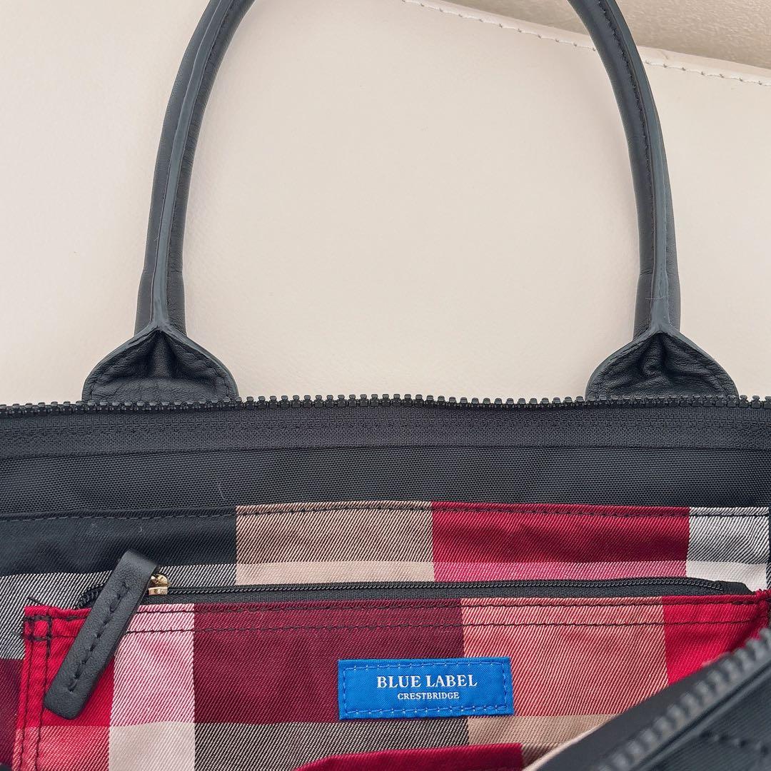 【超美品】♡ブルーレーベルクレストブリッジ♡リボンチェックトートバッグ☆