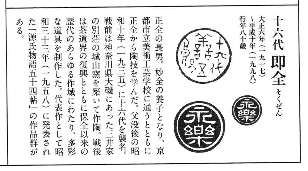裏千家15世鵬雲斎宗匠御書付『仁清写貝合茶碗』 16代永樂善五郎造 (共箱)