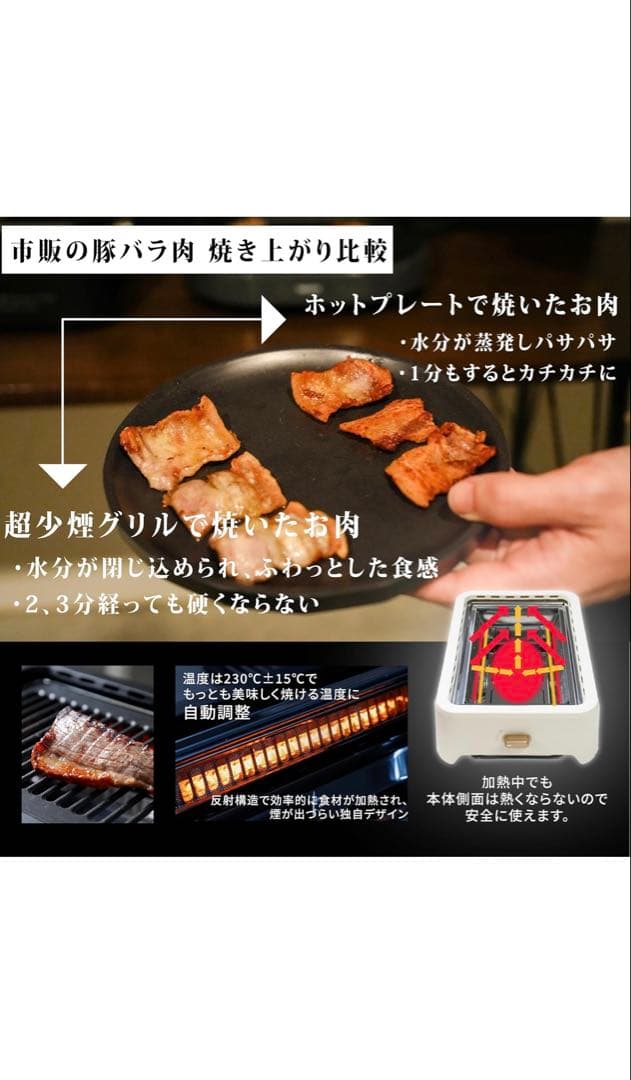 GLAMP SG-01 ブラック 超少煙グリル　別売りシリコーンマット付