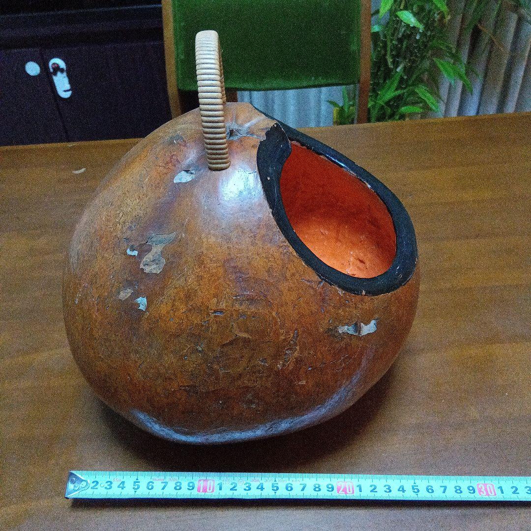 骨董 瓢炭斗 ふくべ細工 炭入れ 炭斗