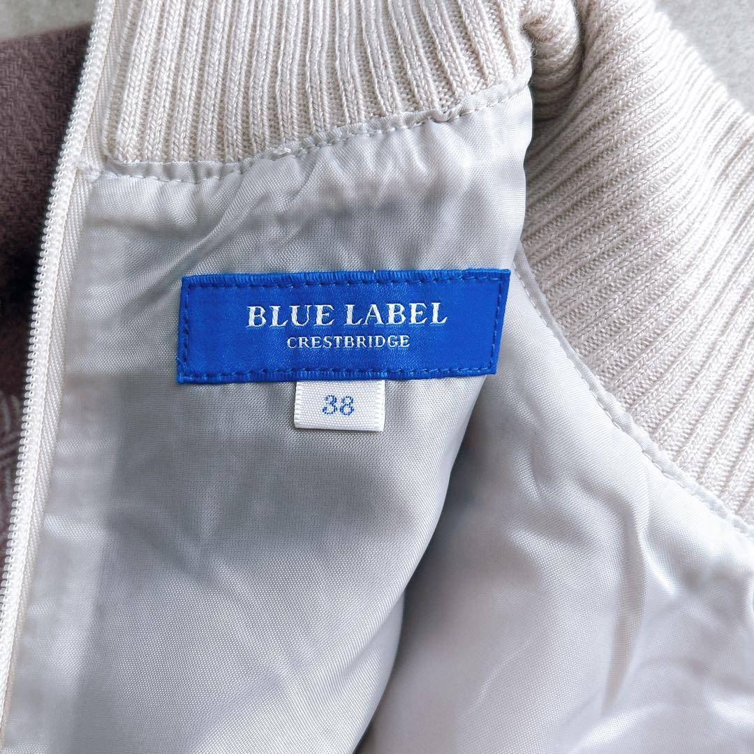 美品✨ブルーレーベルクレストブリッジ チェックプラスティーへリンボーンドレス M