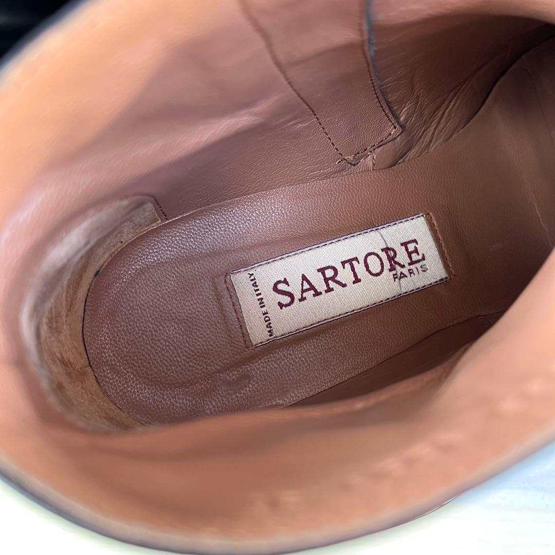 37 SARTORE ショートブーツ　ブーティ　黒　レザー　ファスナー　24