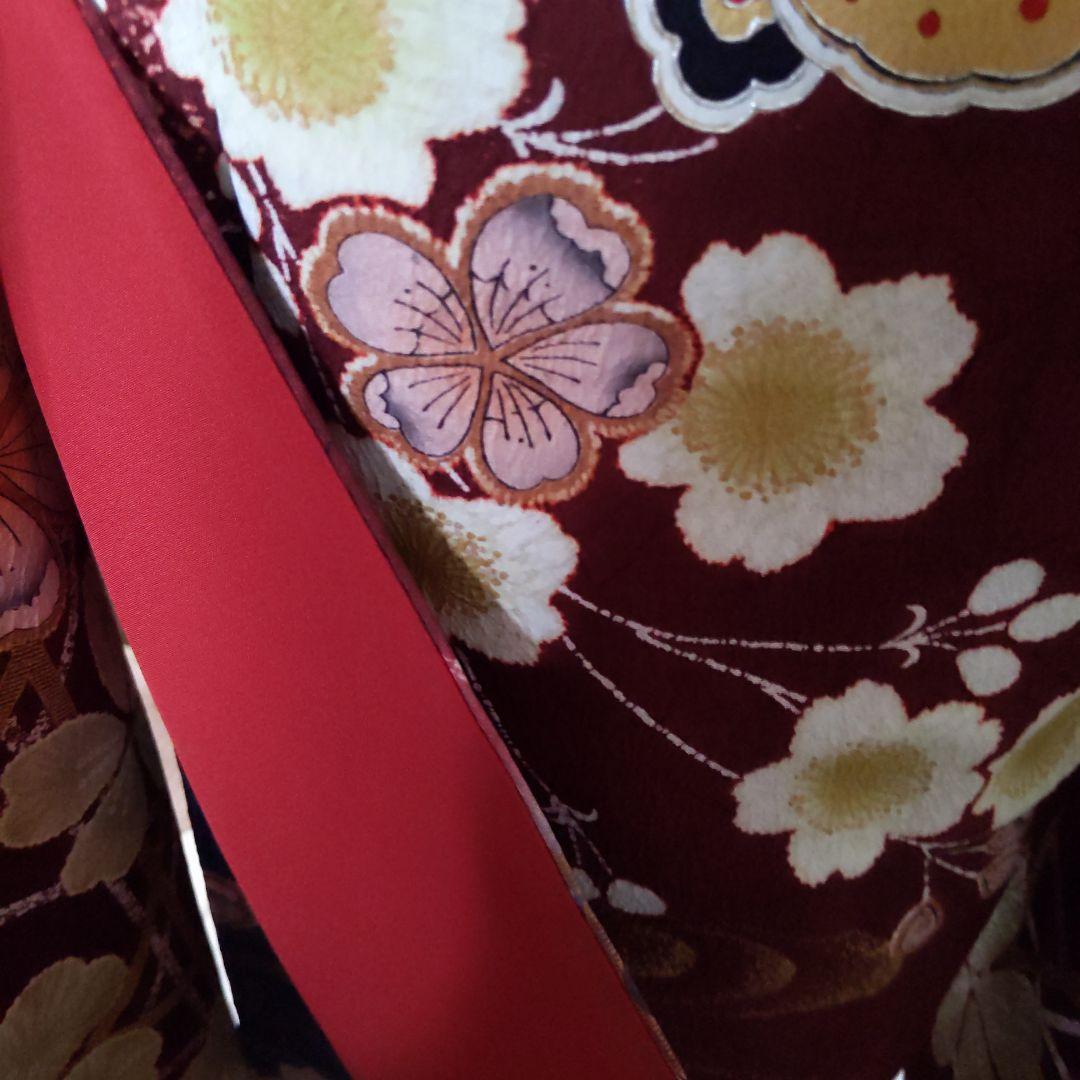 351華やぎ【最終価格】【桜蝶　紺色×ワイン色】【振袖6点フルセット】卒業謝恩会