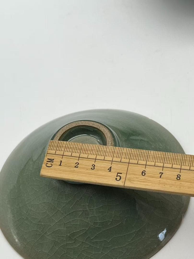 清時代 青磁 花口茶盞 越窯茶碗 一対　茶道具　中国古美術(A-84)