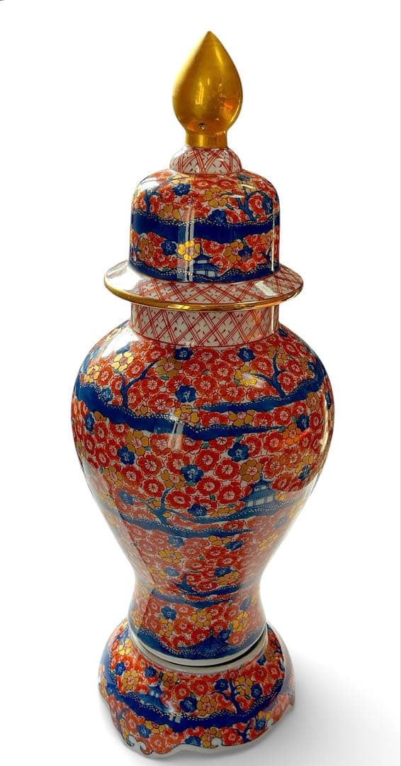 『有田焼』伝統工芸・総手描き古伊万里様式金欄手壺・陶芸作家 藤井錦彩 作
