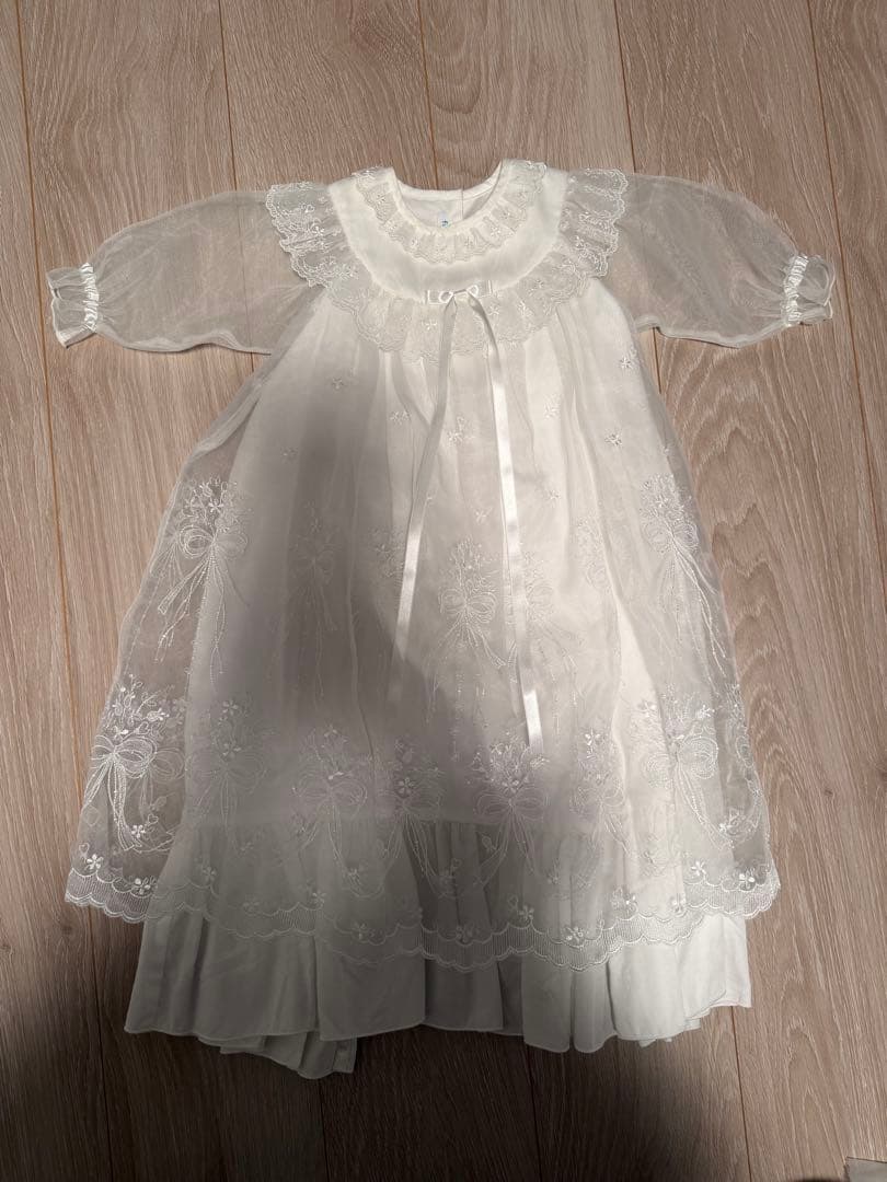 ファミリア ベビードレス 帽子付き　50cm