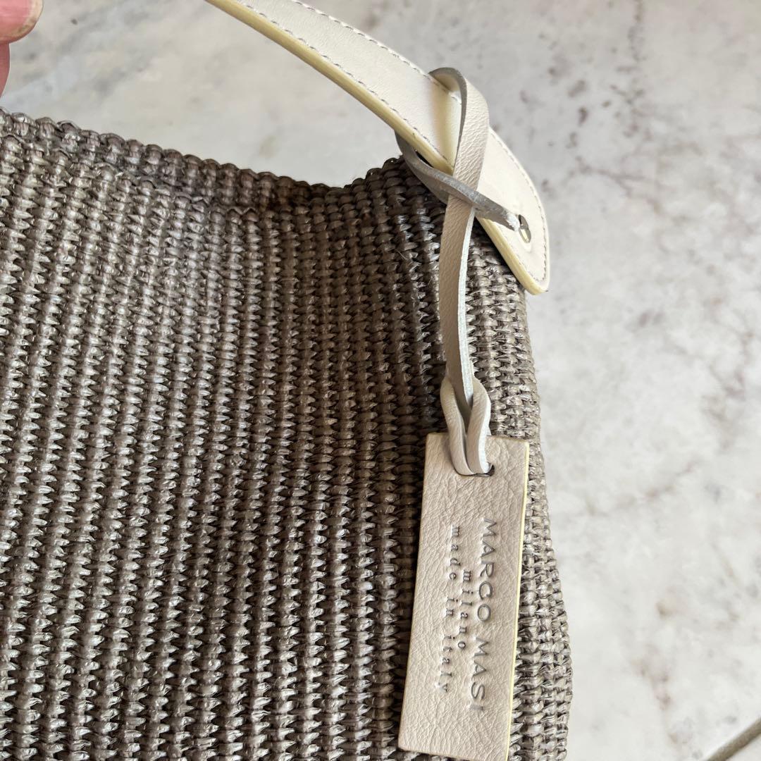 パ*ヤ様 MARCO MASI マルコマッシ巾着ショルダーバッグ ラフィア風×カ