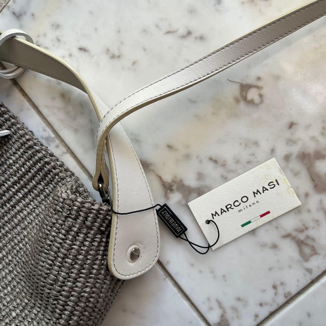 パ*ヤ様 MARCO MASI マルコマッシ巾着ショルダーバッグ ラフィア風×カ