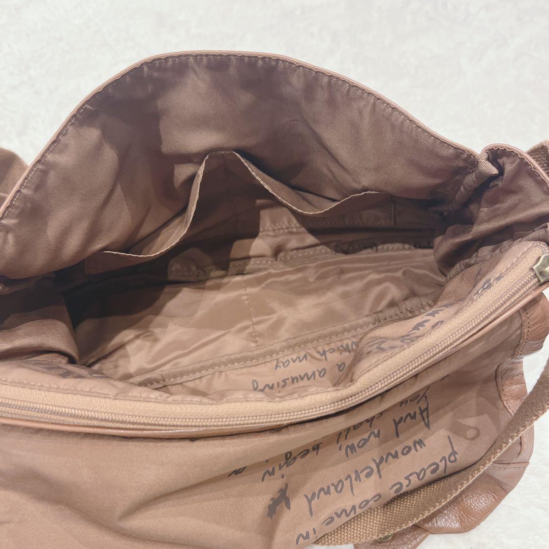 わちふぃーるど ダヤン 猫耳 レザー ショルダーバッグ 本革 茶 ブラウン