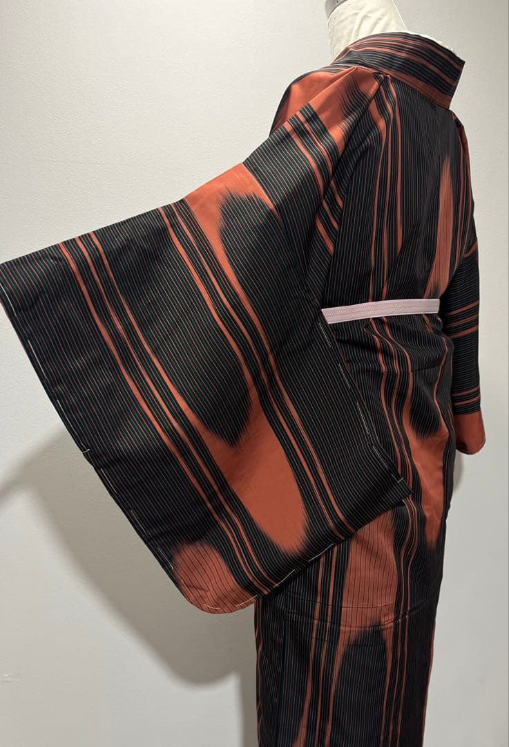 大正ロマン大胆な壺たれ文様 アンティーク小紋 銘仙 未使用しつけ極美品