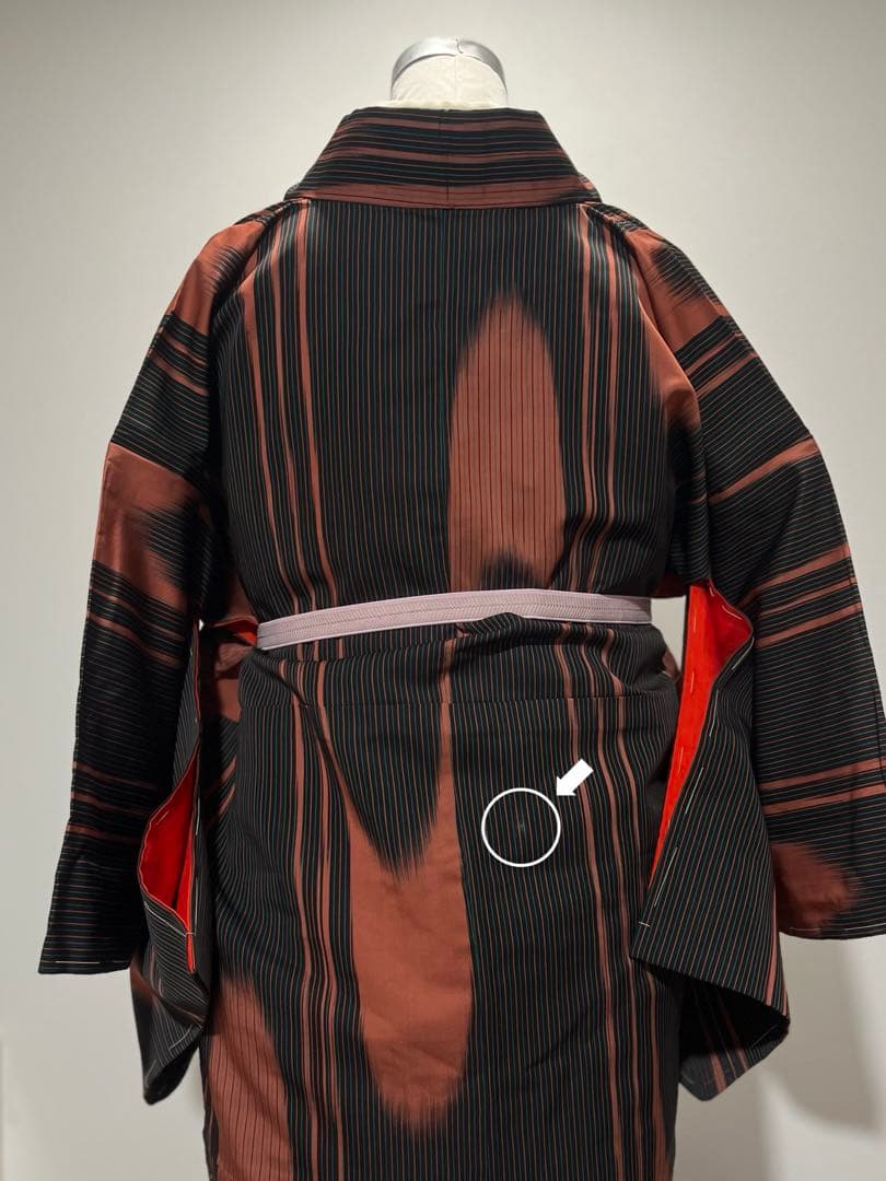 大正ロマン大胆な壺たれ文様 アンティーク小紋 銘仙 未使用しつけ極美品