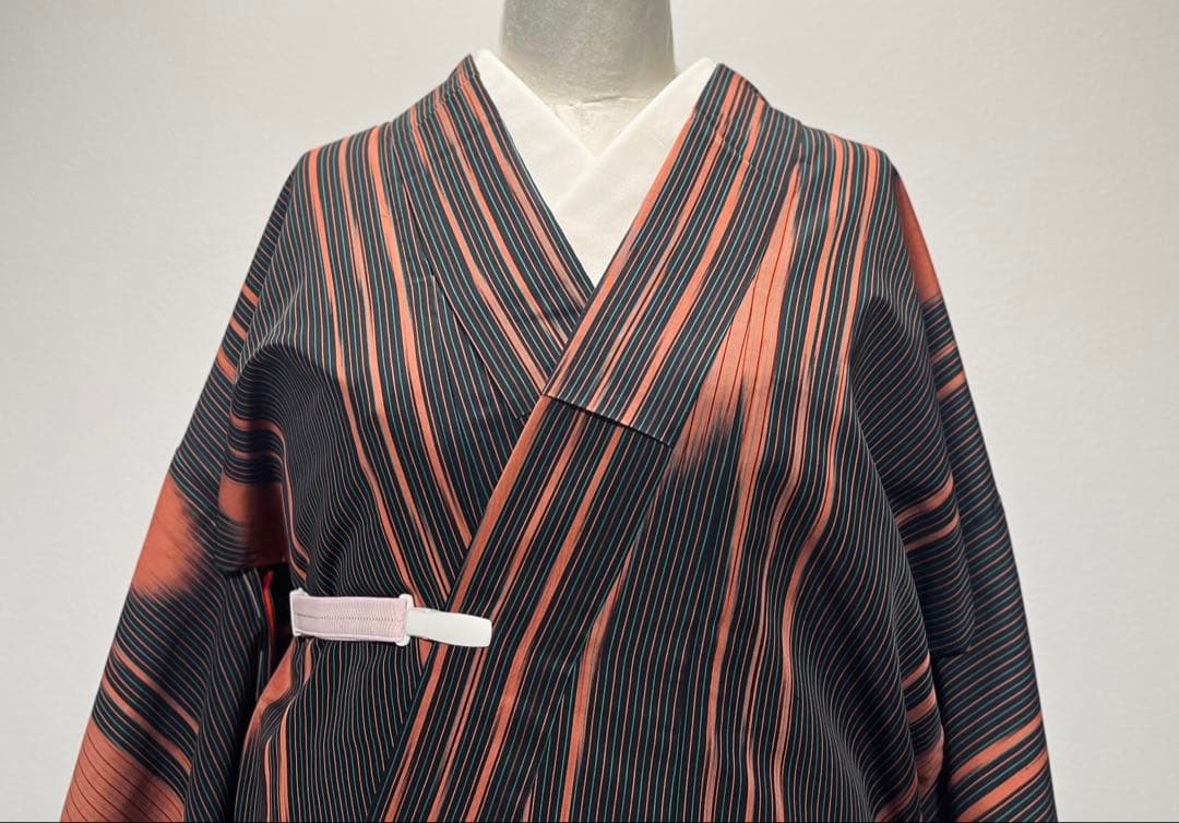 大正ロマン大胆な壺たれ文様 アンティーク小紋 銘仙 未使用しつけ極美品