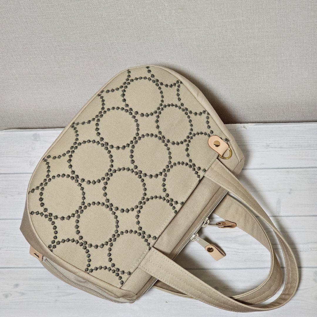 p.ぽってりボストンL ポンピア ベージュ ミナペルホネン ハンドメイド