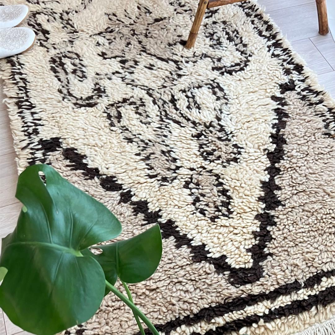 レア✳︎モロッコラグ　ミルキー　ブラウンチョコ　メダリオン　トルコヴィンテージラグ