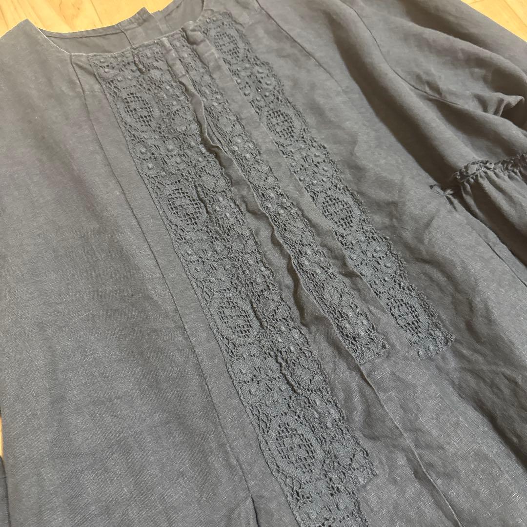 ネストローブ　nestRobe リネン クルーニーレースブラウス