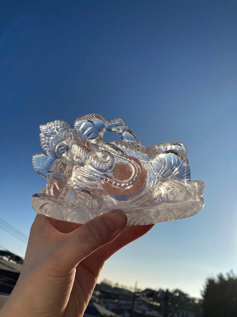 【最高品質】ヒマラヤ水晶ガネーシャ涅槃像　パワーストーン　天然石　インテリア