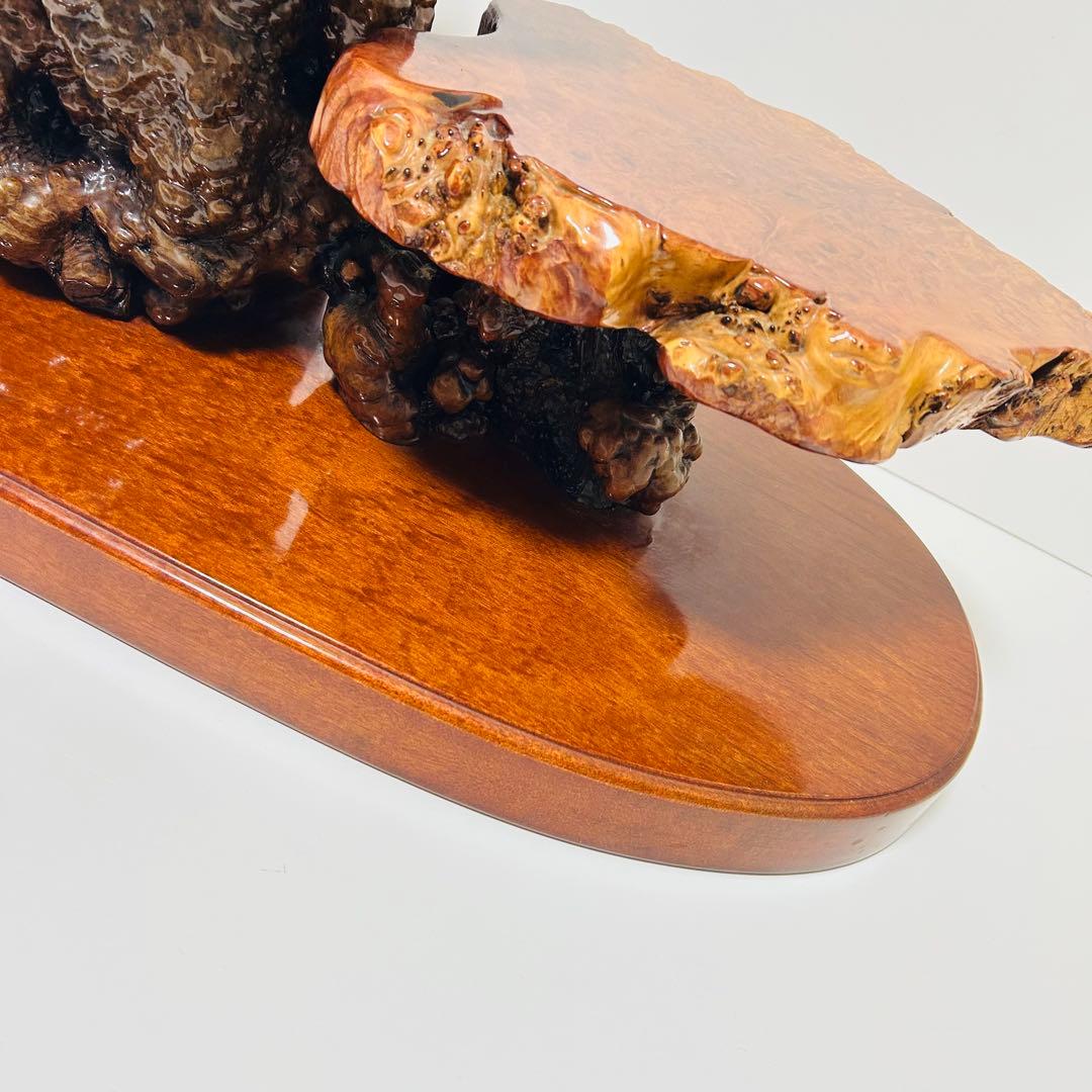 【超希少】本花梨瘤 玉杢 二段飾り台 花台 オブジェ 置物棚 飾棚 盆栽台