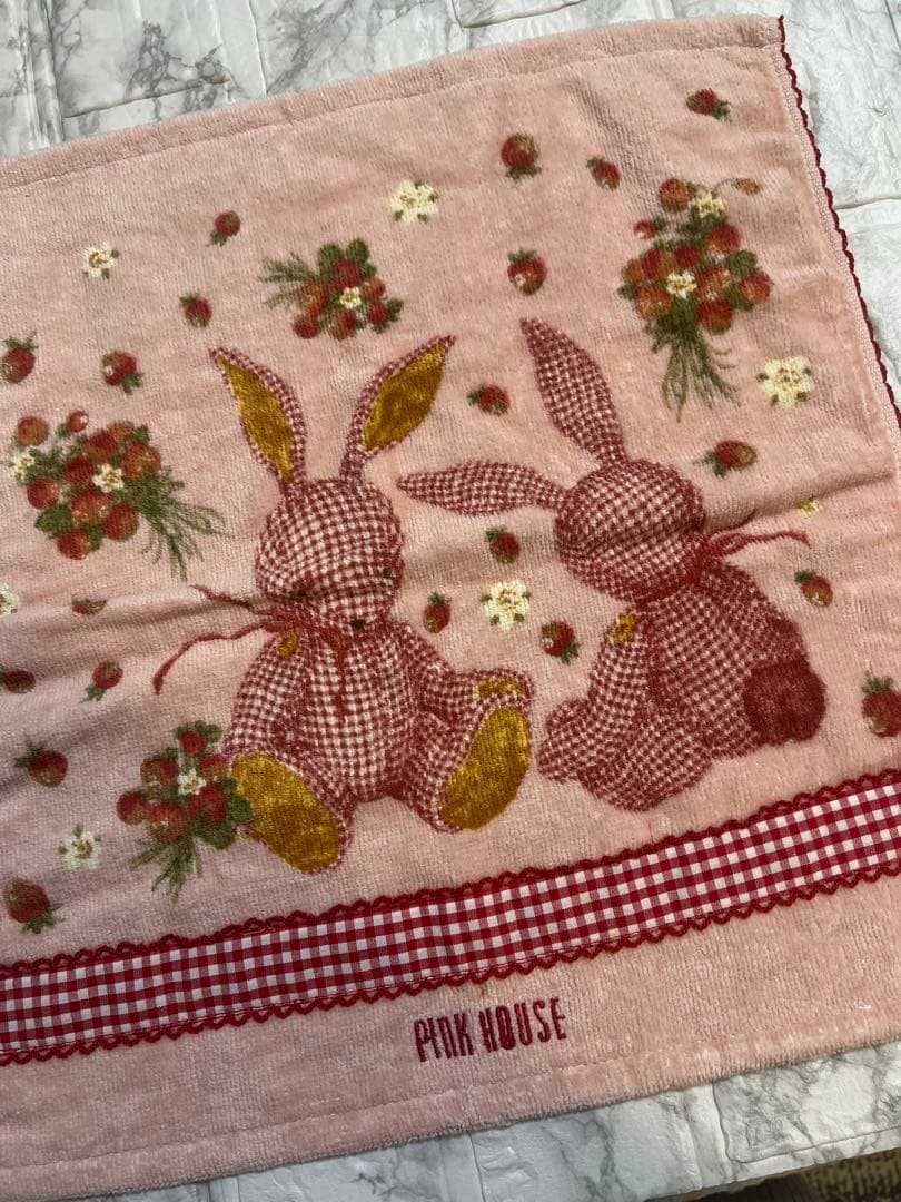 ピンクハウス　ギンガムうさぎ　ウォッシュタオル