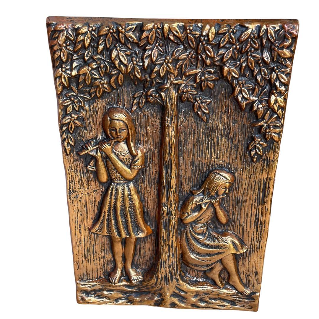 90s Vintage【アンティーク】銅板✨絵画　レリーフ/立体　アート　壁飾り