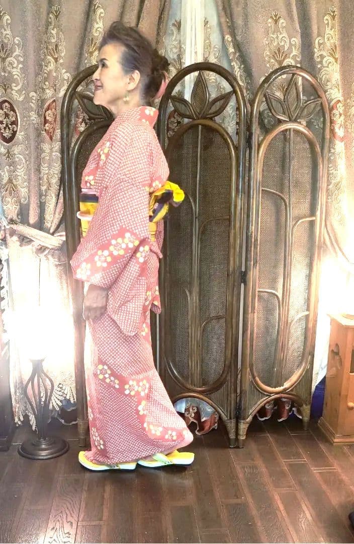 【千寿】/アンティークピンクの可愛い絞り浴衣帯付き