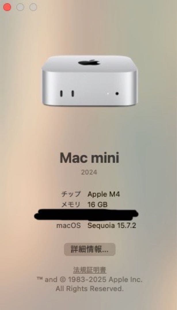 Mac mini M4 16GB 256GB (2024) 箱ケーブル付き