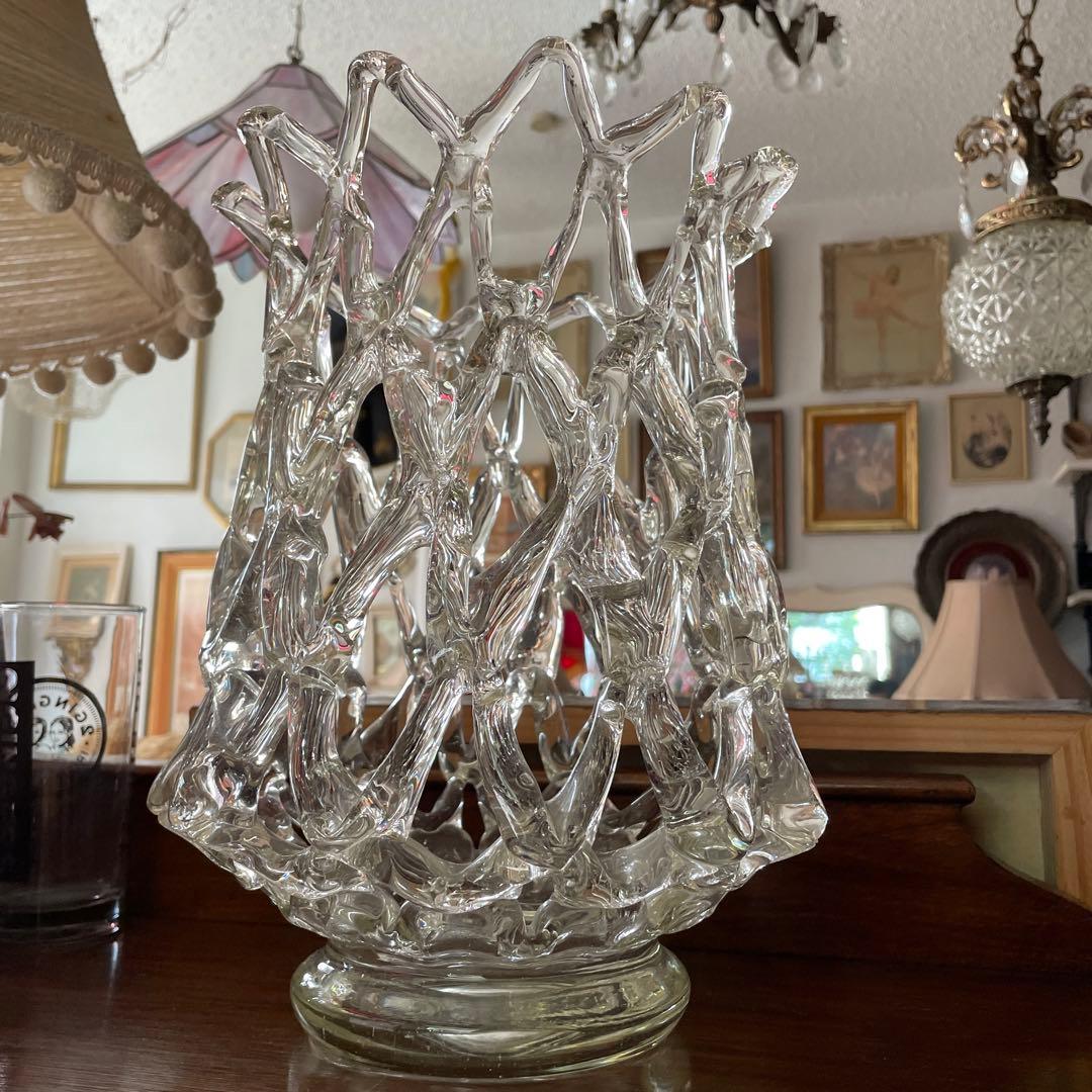 芸術品！50's〜アメリカンアンティーク　ガラスアート置物　ミッドセンチュリー