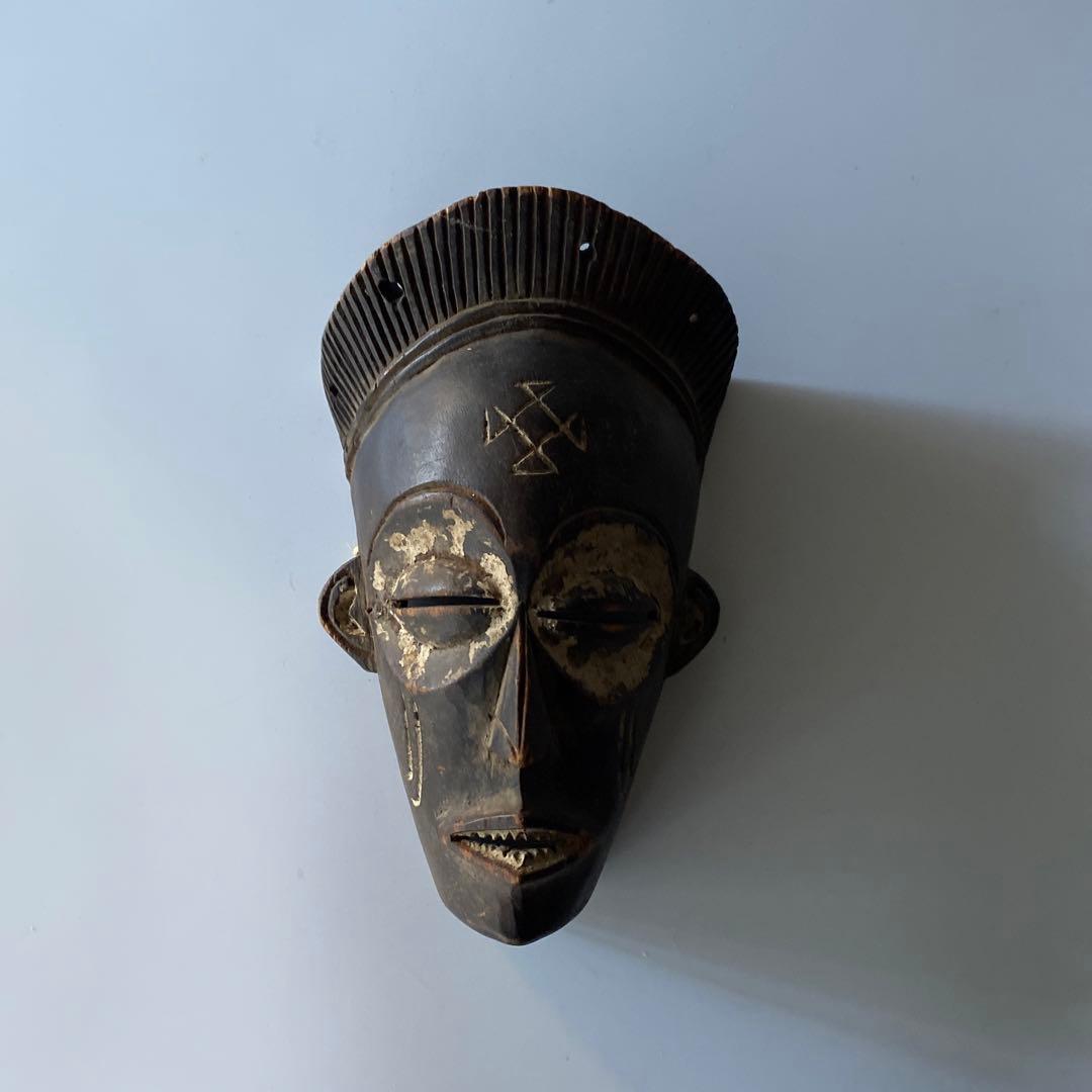 アフリカ 木彫り マスク 骨董 チョクウェ族 アンティーク お面 芹沢銈介