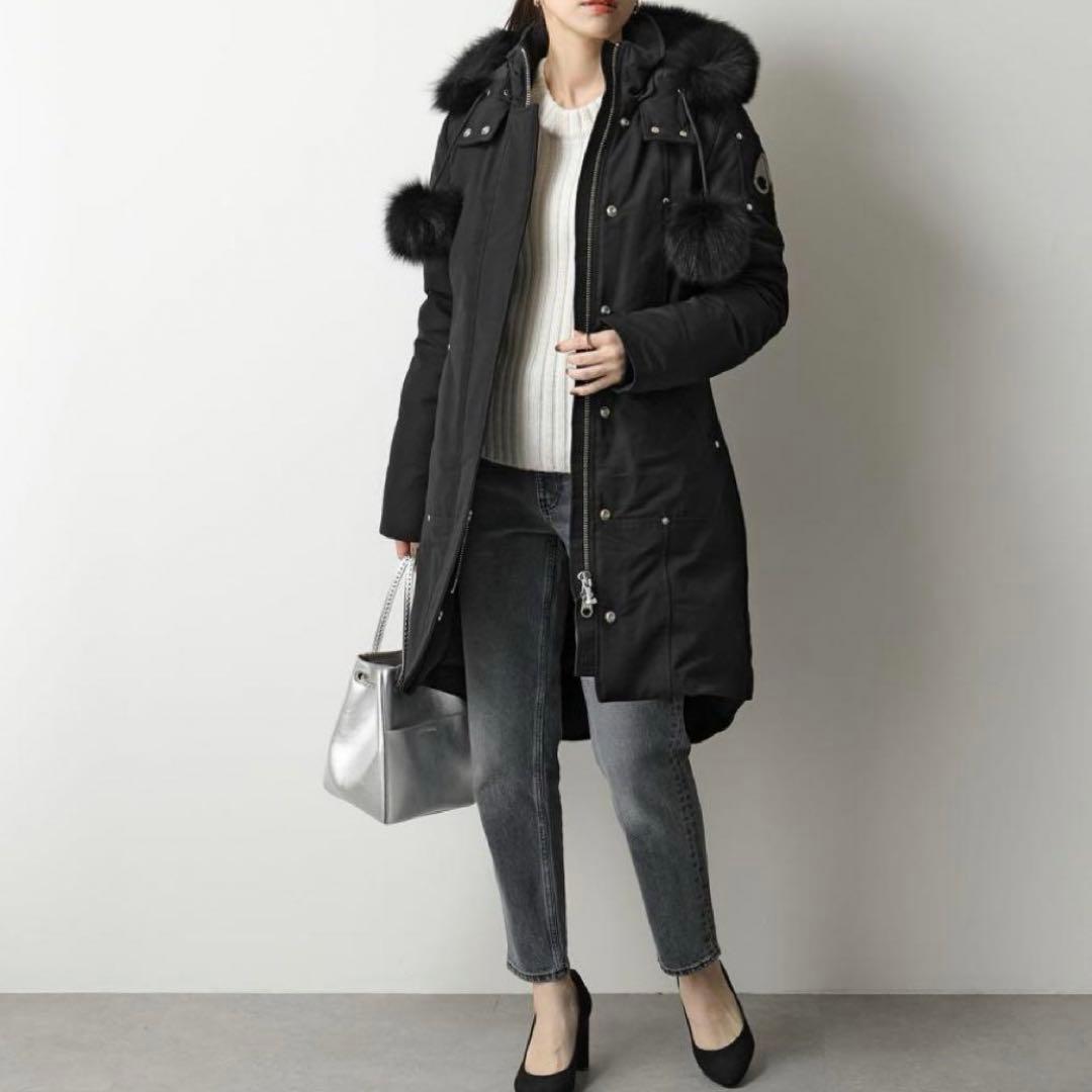 極美品✨ムースナックルズ ダウンジャケット ダウンコート ファー　黒　ブラック