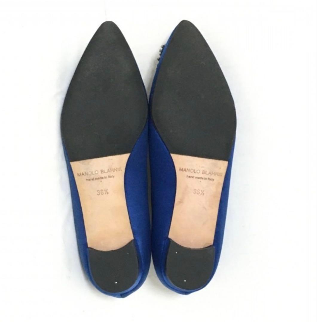 MANOLO BLAHNIK(マノロブラニク) ネイビーハンギシ　フラット