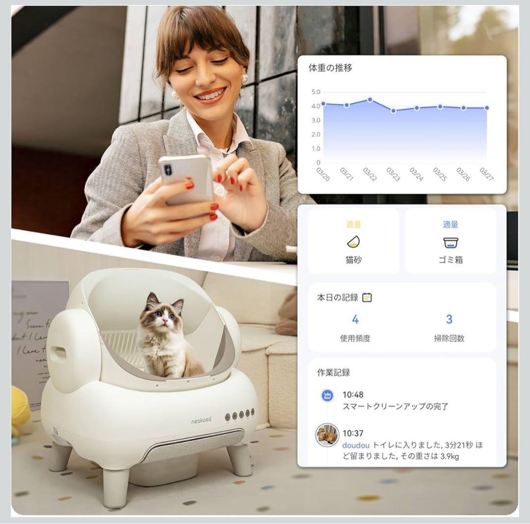 Neakasa 全自動猫トイレ 完全密封消臭 専用アプリ管理 M1 Plus