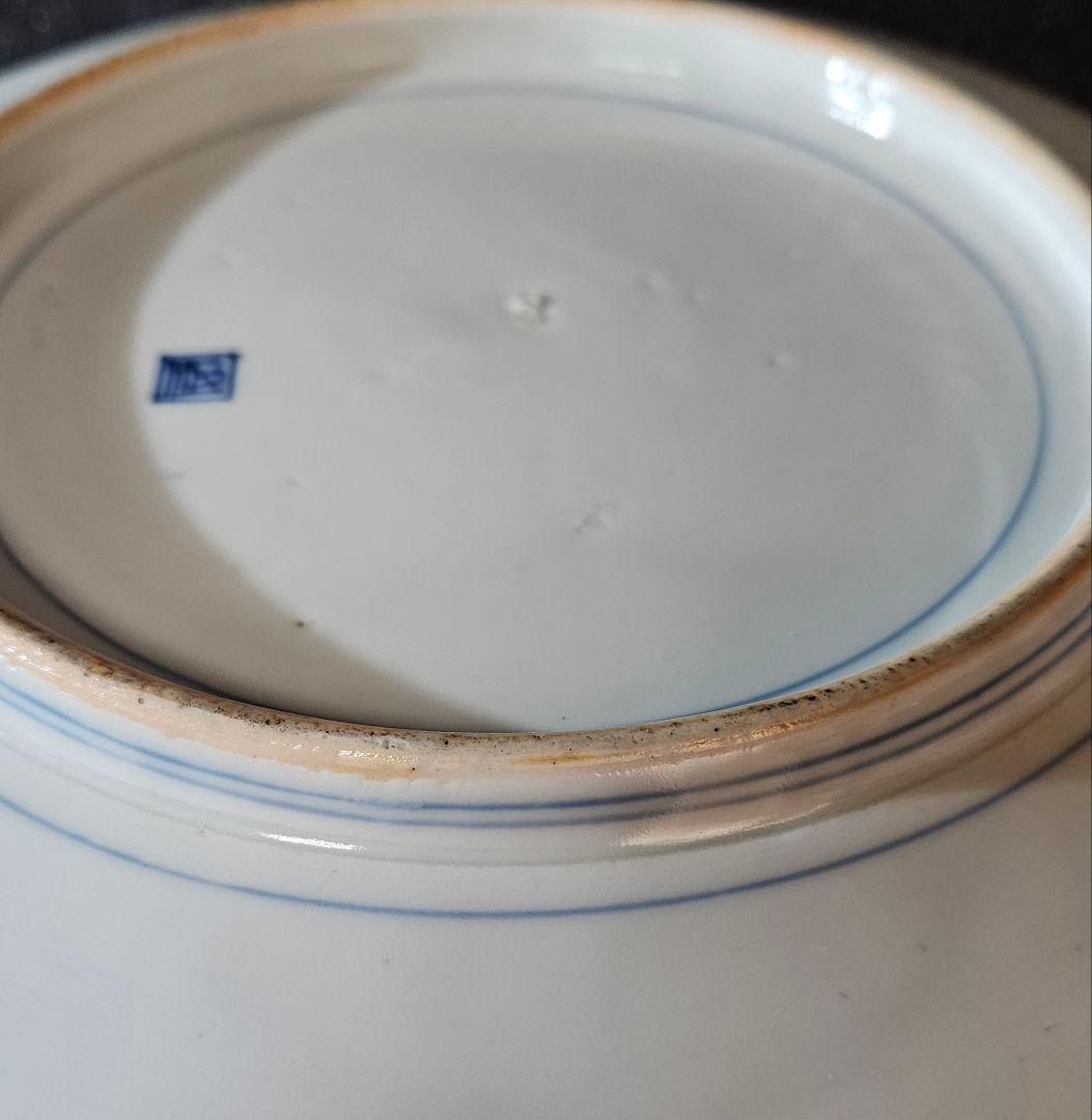 大名品❗】江戸時代　古伊万里　染錦　 唐草文に金彩色絵唐子図　31.2cm大鉢