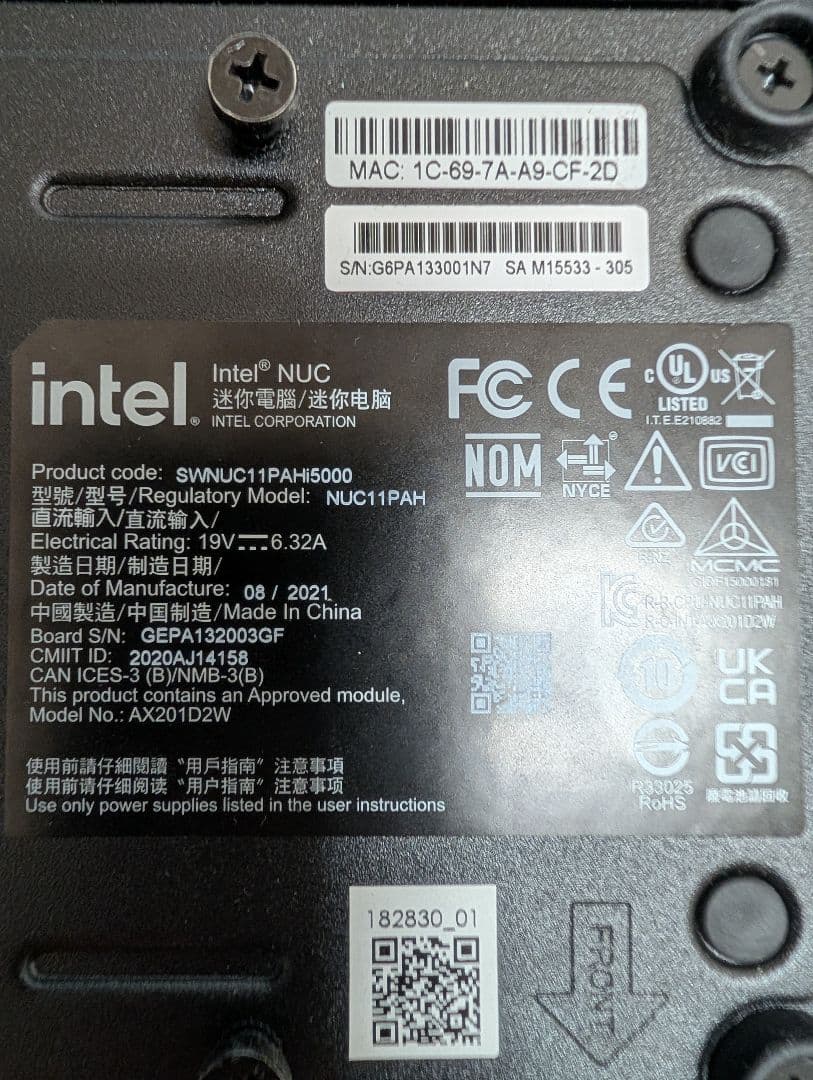 K*Y様 インテルNUC 第11世代 Corei5 NUC11PAHi5正常動作