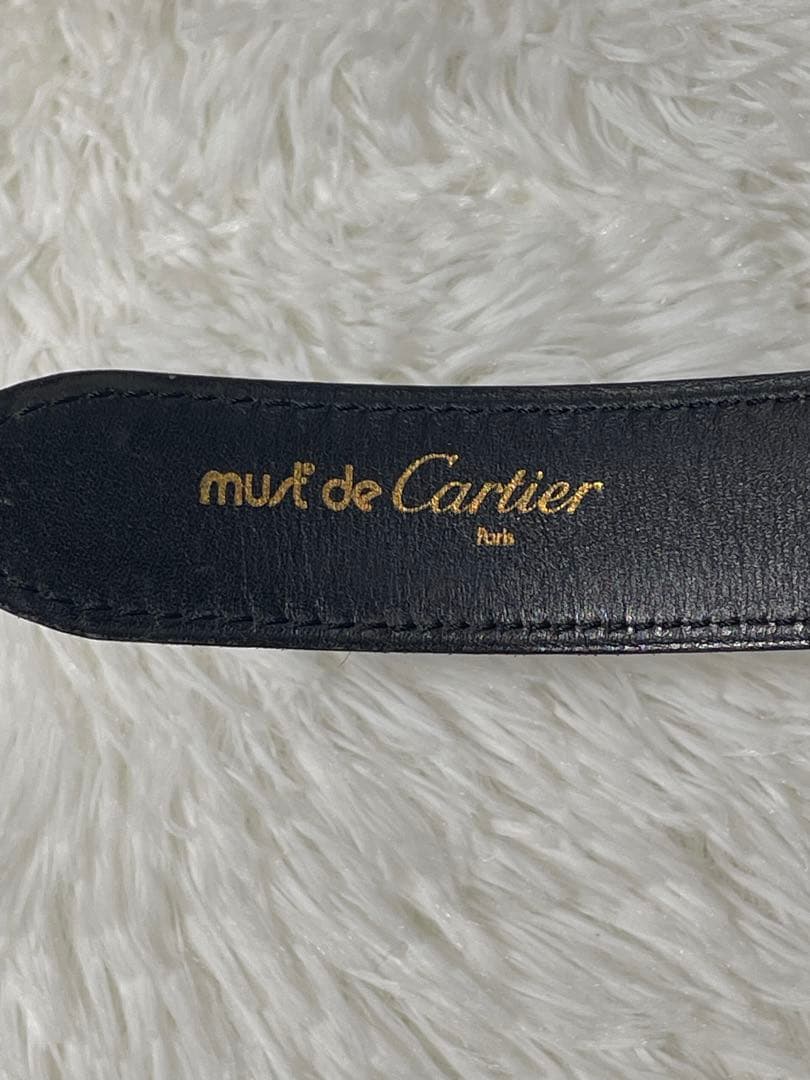 カルティエ must de Cartier 本革　レザーベルト 黒 ゴールド金具