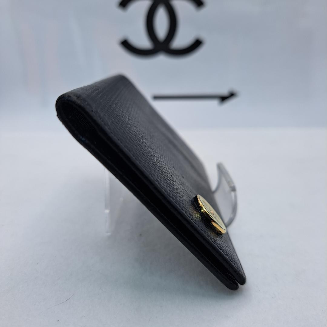 CHANEL　ココボタン　ブラック　カードケース　名刺入れ　二つ折り