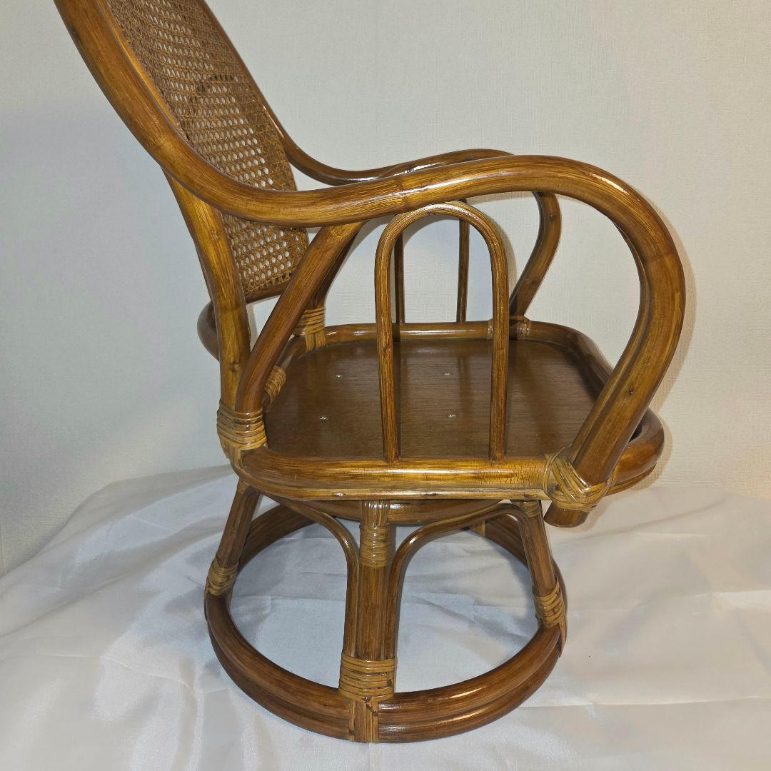 【専用ページ】籐 ラタン製 360度 回転座椅子 アームチェア レトロ