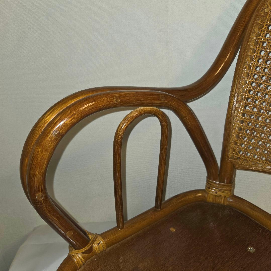 【専用ページ】籐 ラタン製 360度 回転座椅子 アームチェア レトロ