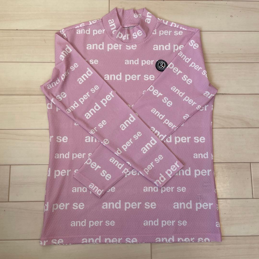 【未使用】and per se アンパスィ 長袖ハイネックシャツ Lサイズ