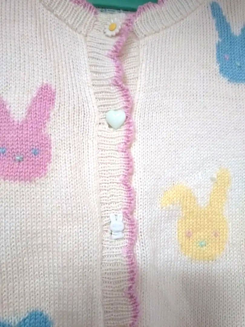 【美品✩】ナイルパーチ♡手編みのウサギ刺繍のニットカーディガンです(^^)♡