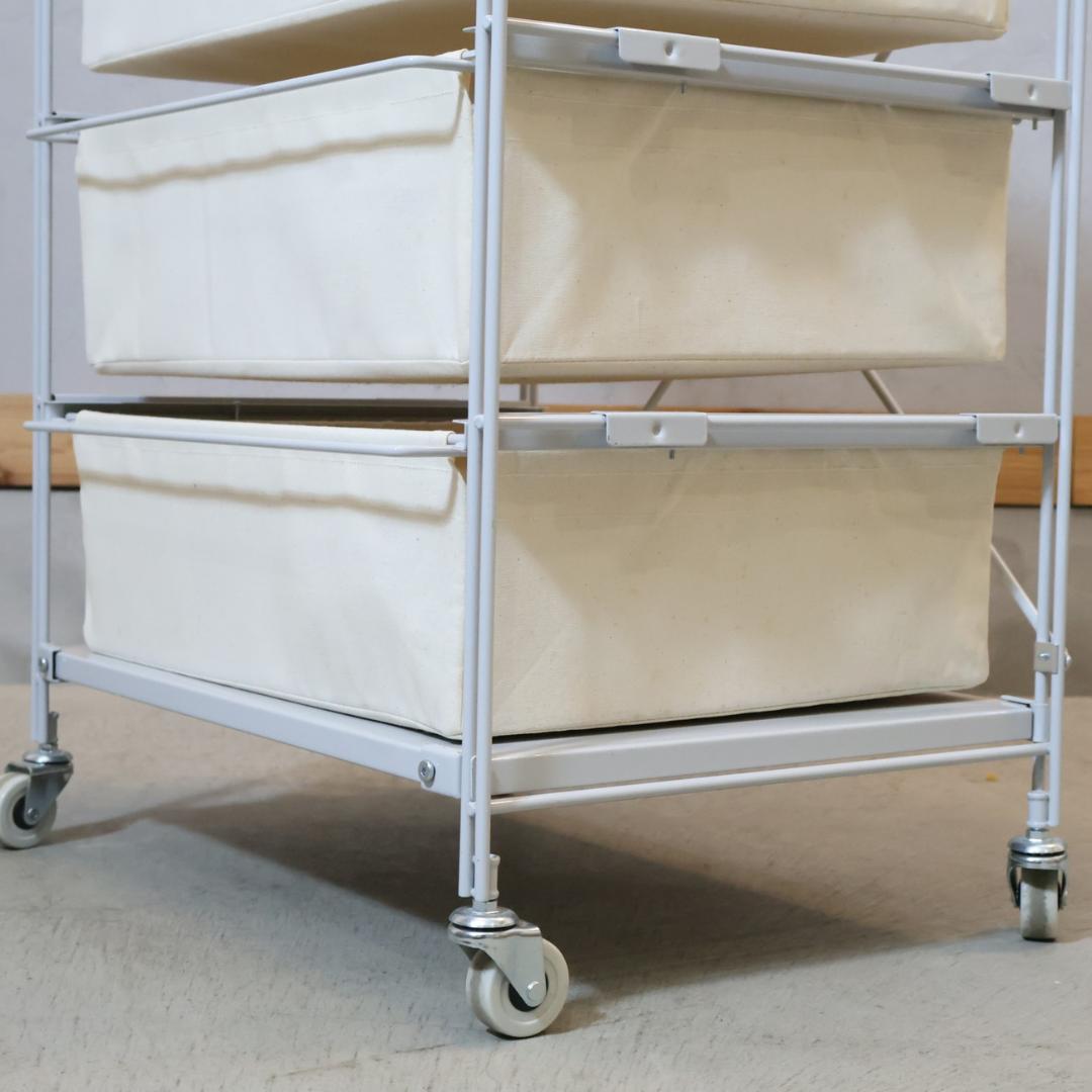 無印良品 MUJI スチール4段 帆布バスケット付き ユニットシェルフ チェスト