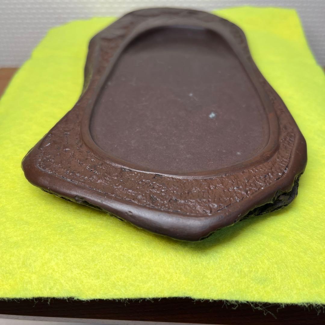 ⭕️赤間硯　20cm 糸瓜彫刻自然硯　古硯　龍雲堂製　文字秀逸　蔦と実を蒔絵木箱