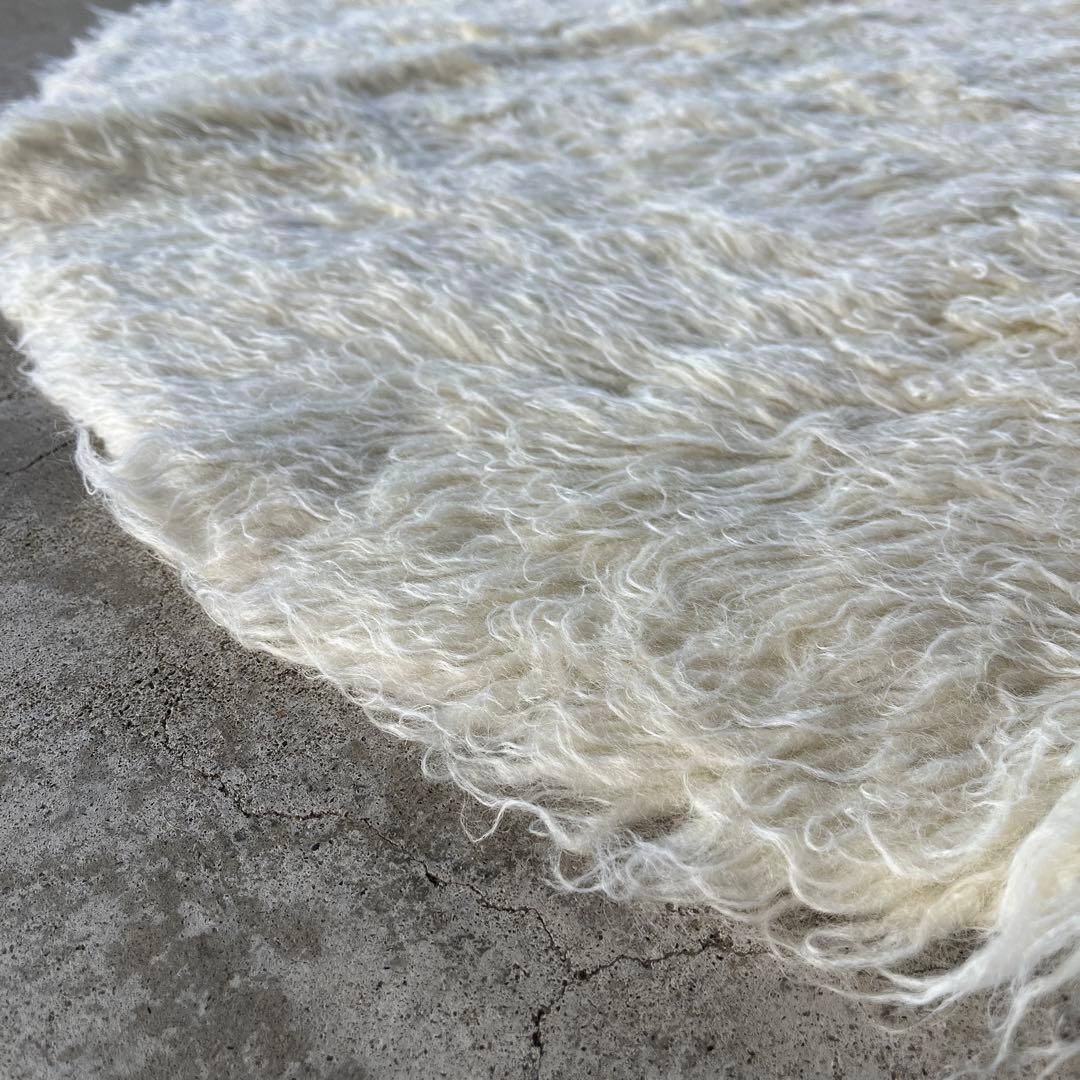 ギリシャ製◾️APOLLO社 羊毛ウール100% シャギーラグ φ150cm 敷物